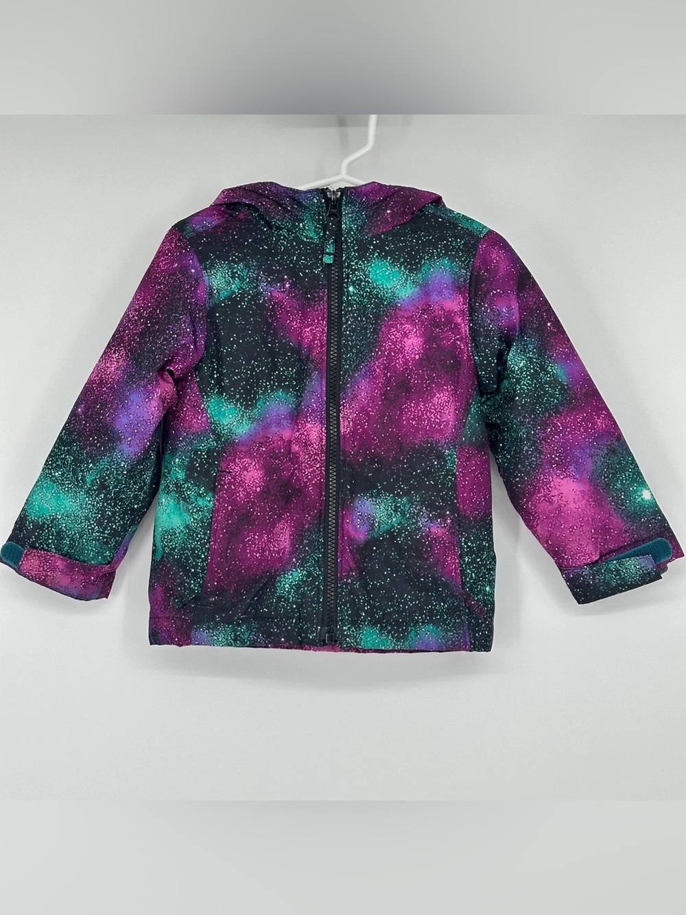 NWOT Lands' End Kids Galaxy Hooded Puffer Jacket - Black, Purple & Teal size L7
